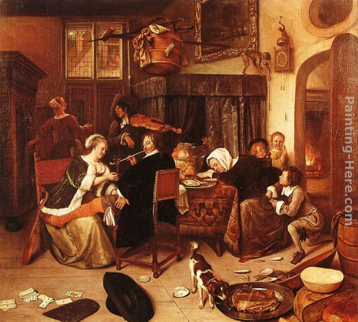 The Dissolute Household painting - Jan Steen The Dissolute Household art painting